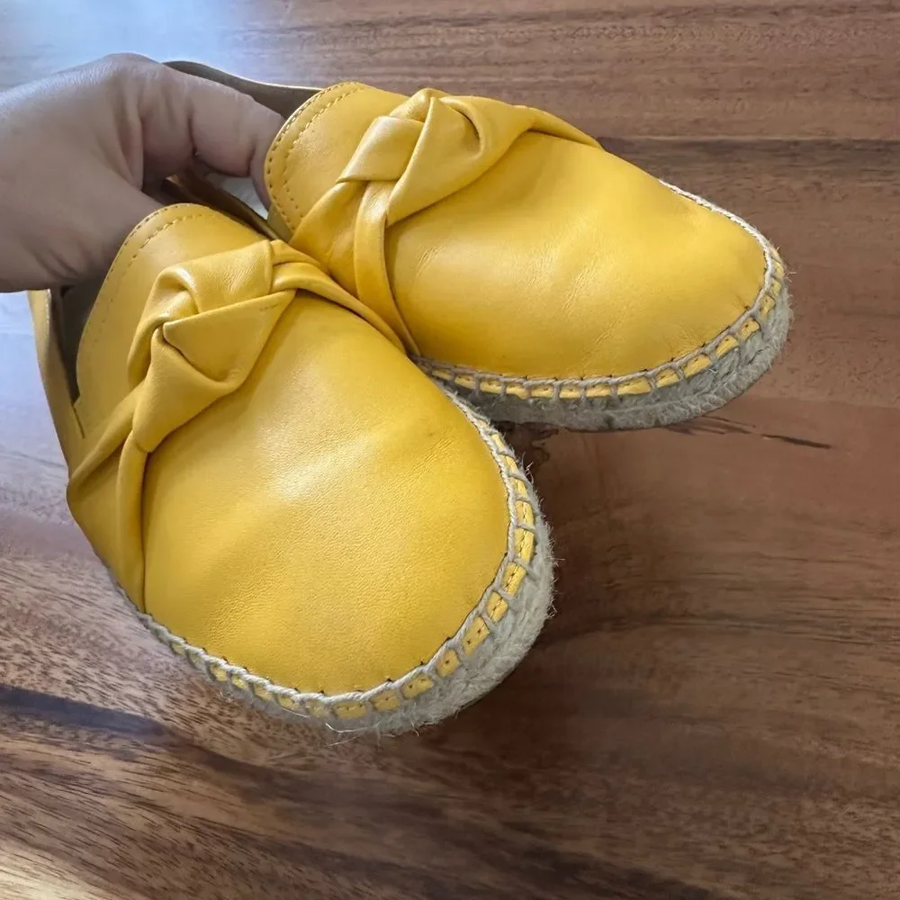 Talbots Izzy Knot Soft Nappa Leather Yellow Espadrilles